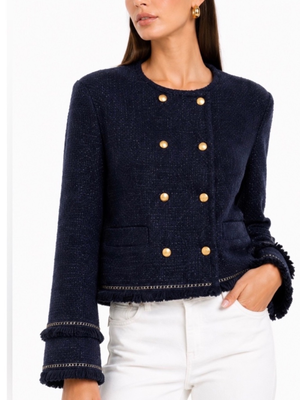 Amanda Uprichard Navy Tweed Jacket